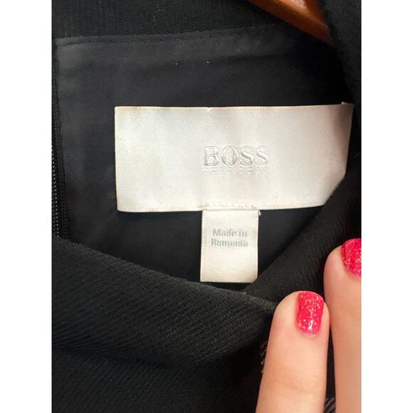 Women’s BOSS by HUGO BOSS Size 10 Black & White Plaid Knit Dress - Picture 3 of 5